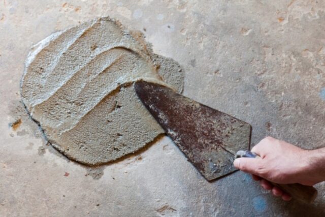 Construction Repair Product been demonstrated in use repairing a hole in concrete 